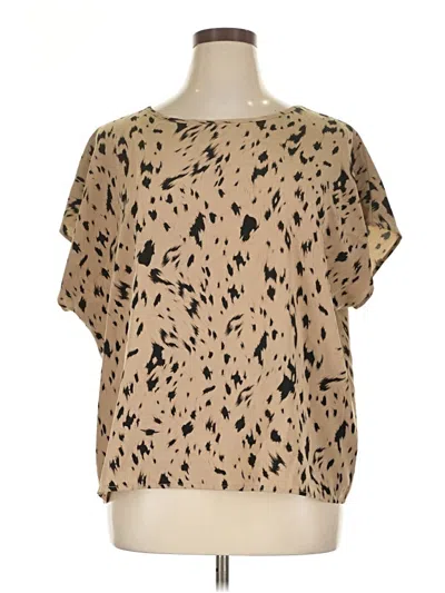 Pre-owned Shein Curve Short Sleeve Blouse In Tan