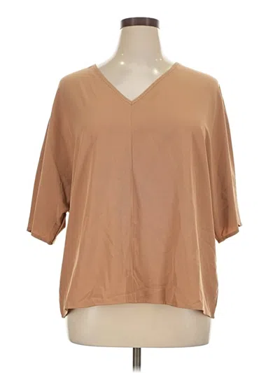 Pre-owned Shein Curve Short Sleeve Blouse In Tan