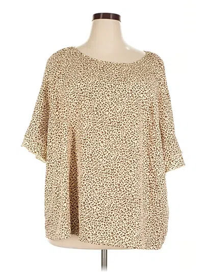 Pre-owned Shein Curve Short Sleeve Blouse In Tan
