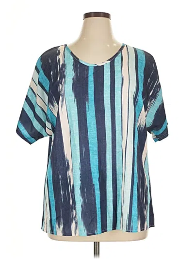 Pre-owned Shein Curve Short Sleeve Blouse In Teal