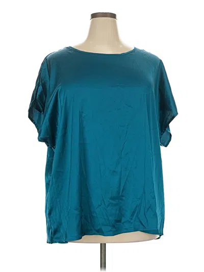 Pre-owned Shein Curve Short Sleeve Blouse In Teal
