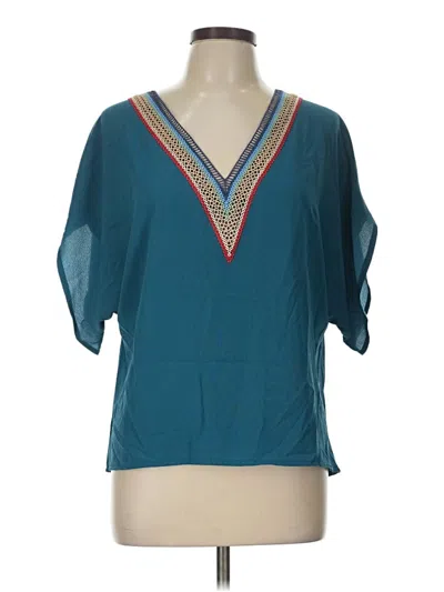 Pre-owned Shein Curve Short Sleeve Blouse In Teal