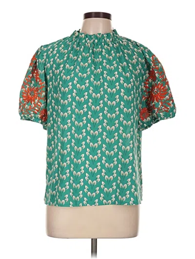 Pre-owned Shein Curve Short Sleeve Blouse In Teal