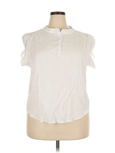 Pre-owned Shein Curve Short Sleeve Blouse In White