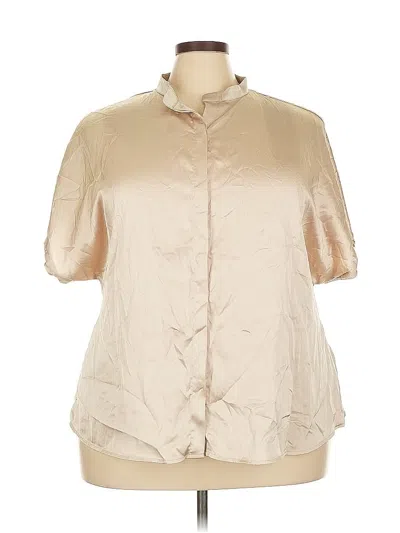 Pre-owned Shein Curve Short Sleeve Blouse In White