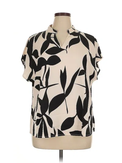 Pre-owned Shein Curve Short Sleeve Blouse In White