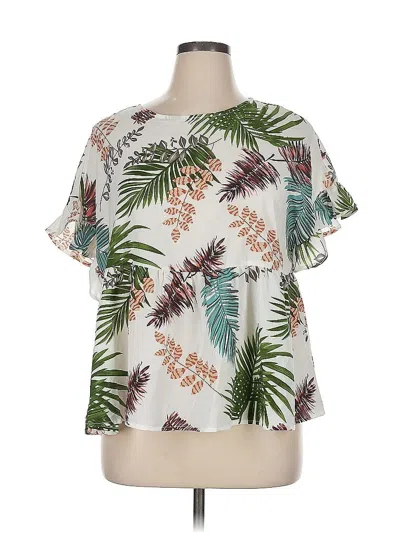 Pre-owned Shein Curve Short Sleeve Blouse In White