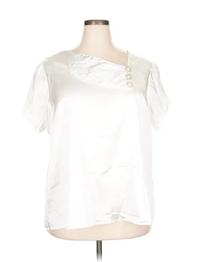 Pre-owned Shein Curve Short Sleeve Blouse In White