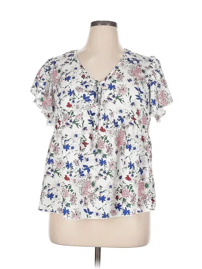 Pre-owned Shein Curve Short Sleeve Blouse In White