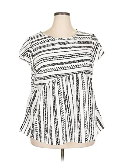 Pre-owned Shein Curve Short Sleeve Blouse In White