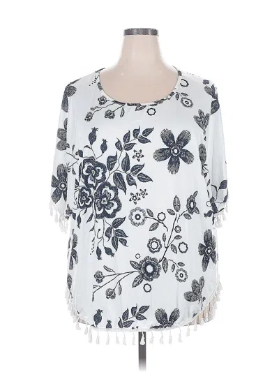 Pre-owned Shein Curve Short Sleeve Blouse In White