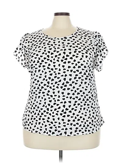 Pre-owned Shein Curve Short Sleeve Blouse In White