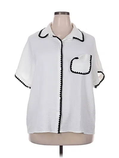 Pre-owned Shein Curve Short Sleeve Blouse In White