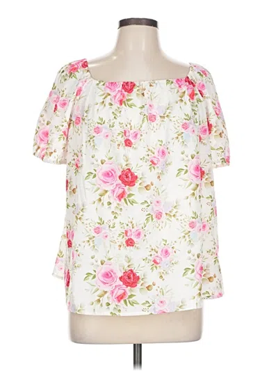Pre-owned Shein Curve Short Sleeve Blouse In White