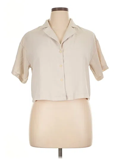 Pre-owned Shein Curve Short Sleeve Blouse In White