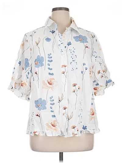 Pre-owned Shein Curve Short Sleeve Blouse In White