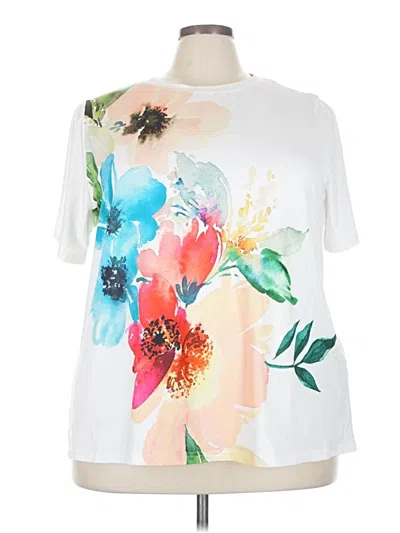 Pre-owned Shein Curve Short Sleeve Blouse In White