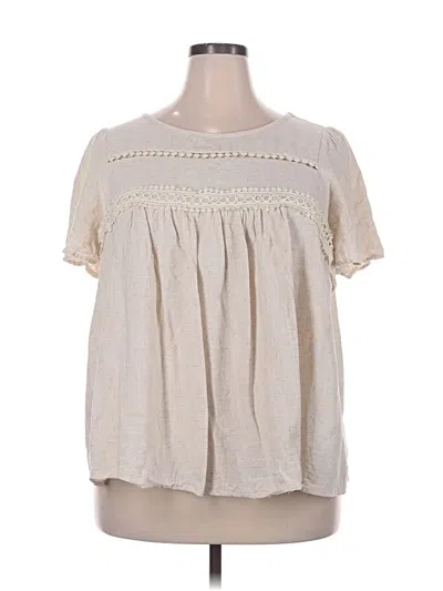 Pre-owned Shein Curve Short Sleeve Blouse In White