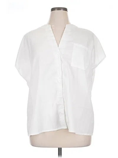 Pre-owned Shein Curve Short Sleeve Blouse In White