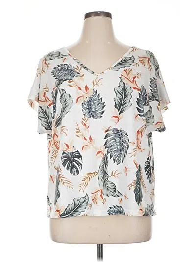 Pre-owned Shein Curve Short Sleeve Blouse In White