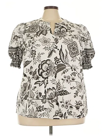Pre-owned Shein Curve Short Sleeve Blouse In White