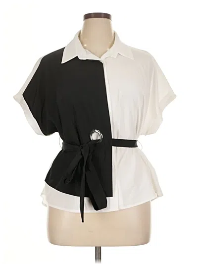 Pre-owned Shein Curve Short Sleeve Blouse In White