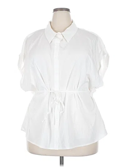 Pre-owned Shein Curve Short Sleeve Blouse In White