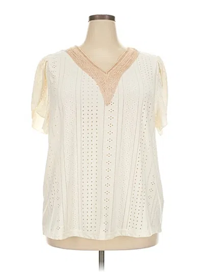 Pre-owned Shein Curve Short Sleeve Blouse In White
