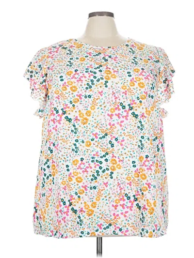 Pre-owned Shein Curve Short Sleeve Blouse In White