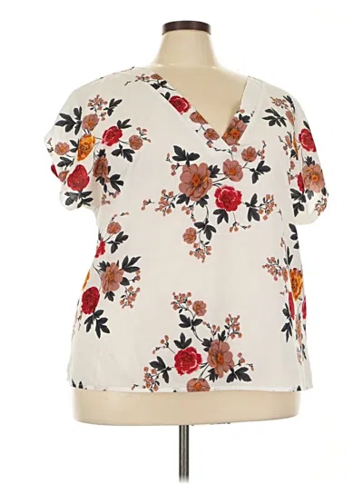 Pre-owned Shein Curve Short Sleeve Blouse In White