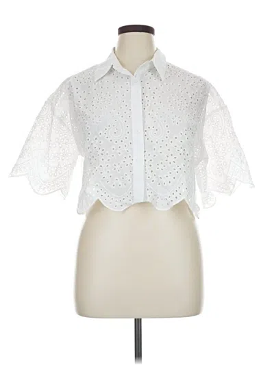 Pre-owned Shein Curve Short Sleeve Blouse In White