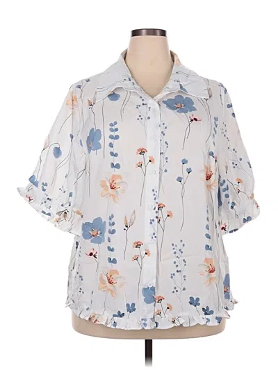 Pre-owned Shein Curve Short Sleeve Blouse In White