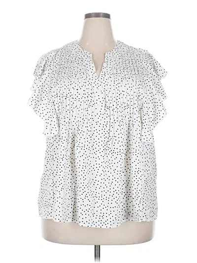 Pre-owned Shein Curve Short Sleeve Blouse In White