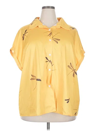 Pre-owned Shein Curve Short Sleeve Blouse In Yellow