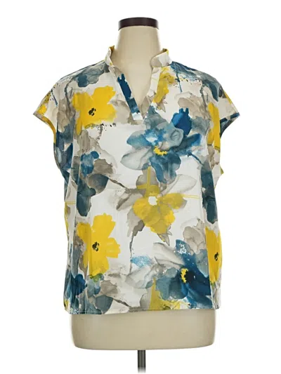Pre-owned Shein Curve Short Sleeve Blouse In Yellow