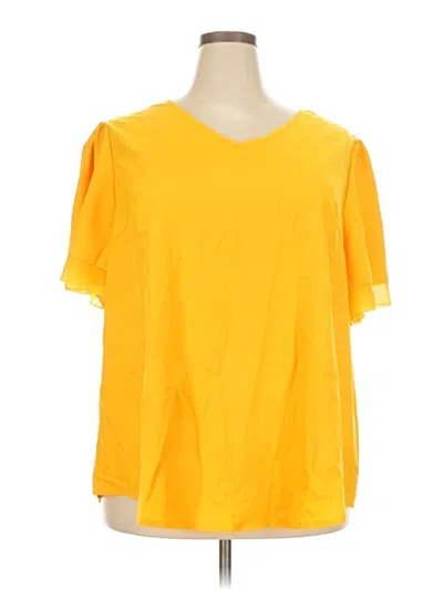 Pre-owned Shein Curve Short Sleeve Blouse In Yellow
