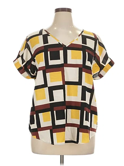 Pre-owned Shein Curve Short Sleeve Blouse In Yellow