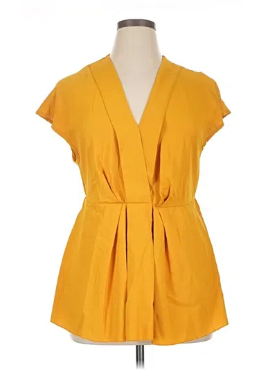 Pre-owned Shein Curve Short Sleeve Blouse In Yellow