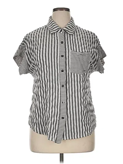 Pre-owned Shein Curve Short Sleeve Button Down Shirt In Gray