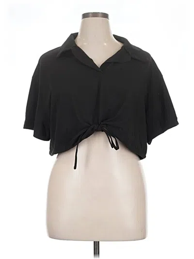 Pre-owned Shein Curve Short Sleeve Polo Shirt In Black