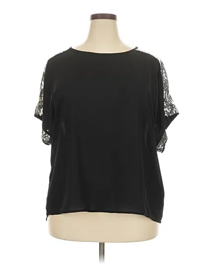 Pre-owned Shein Curve Short Sleeve Top Black Cold Shoulder Neckline Tops
