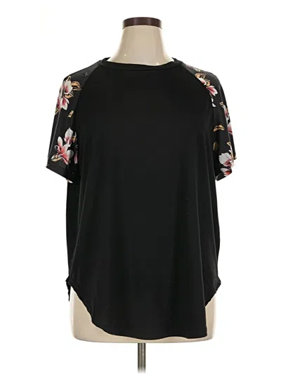 Pre-owned Shein Curve Short Sleeve Top Black Cold Shoulder Neckline Tops