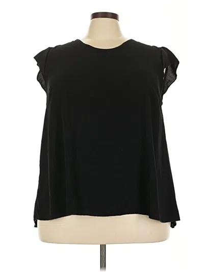 Pre-owned Shein Curve Short Sleeve Top Black Cold Shoulder Neckline Tops