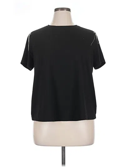 Pre-owned Shein Curve Short Sleeve Top Black Crew Neck Tops
