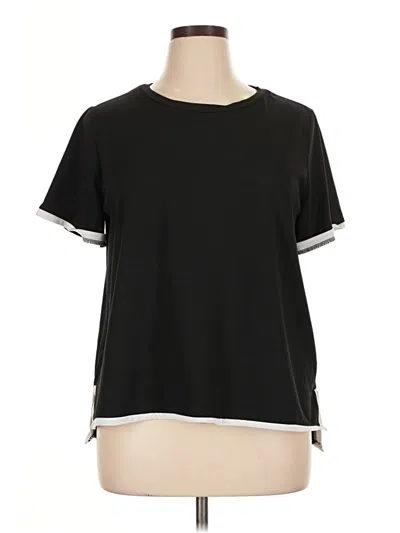 Pre-owned Shein Curve Short Sleeve Top Black Crew Neck Tops