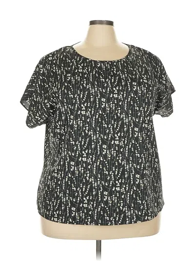Pre-owned Shein Curve Short Sleeve Top Black Keyhole Neckline Tops