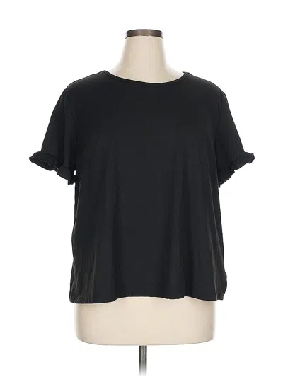 Pre-owned Shein Curve Short Sleeve Top Black Keyhole Neckline Tops