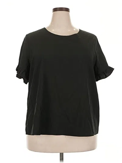 Pre-owned Shein Curve Short Sleeve Top Black Keyhole Neckline Tops