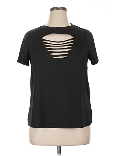 Pre-owned Shein Curve Short Sleeve Top Black Keyhole Neckline Tops
