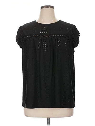 Pre-owned Shein Curve Short Sleeve Top Black Keyhole Neckline Tops
